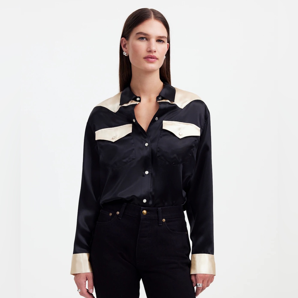 Alexa Chung X Madewell Nwt! Satin Western Shirt Size: Large